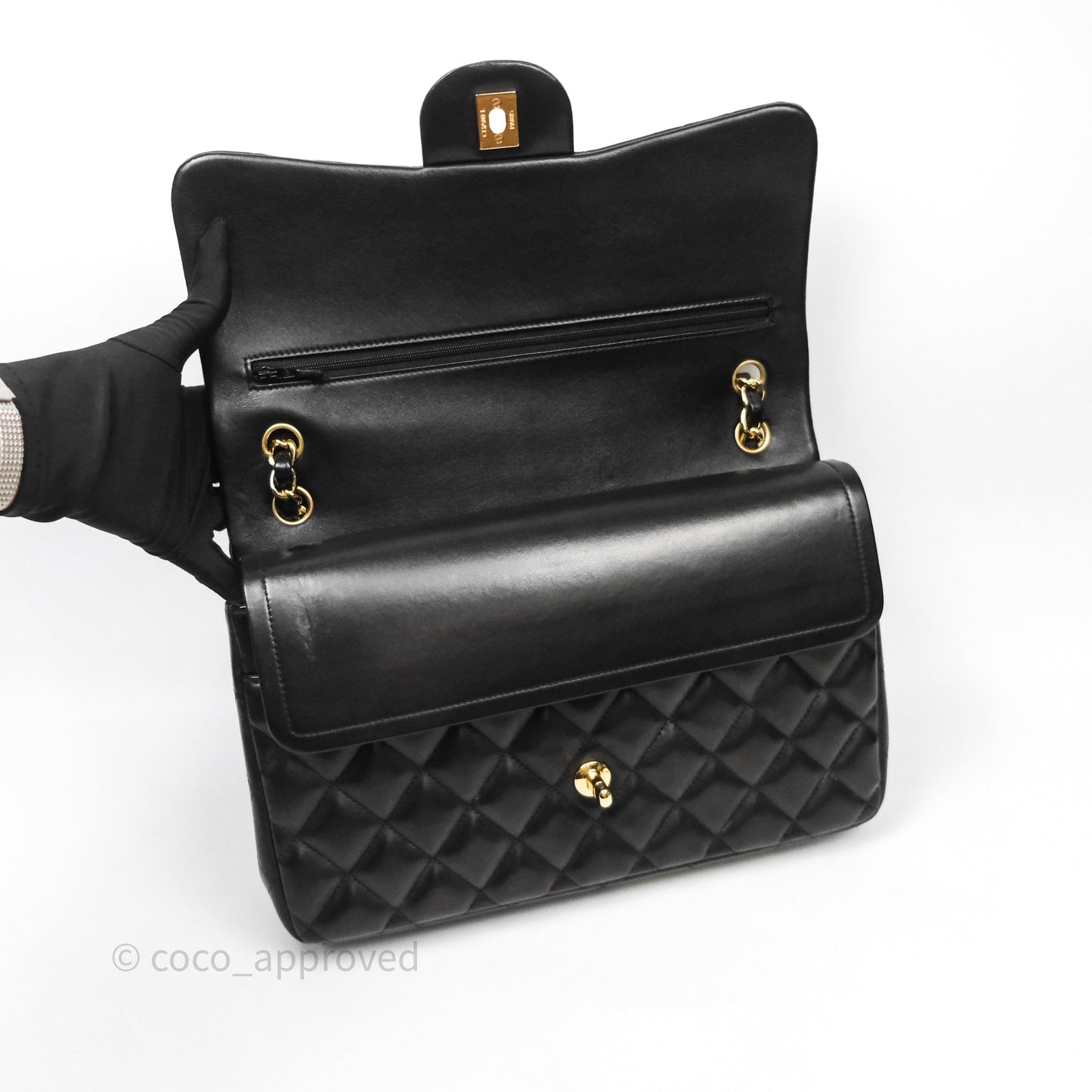 Chanel Jumbo Double Flap Quilted Black Lambskin Gold Hardware⁣⁣