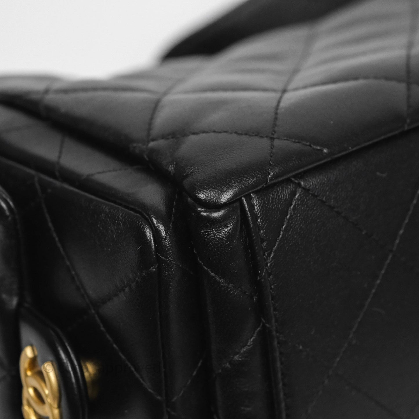Chanel Quilted Large Trendy Double Pocket Hobo Black Lambskin Gold Hardware
