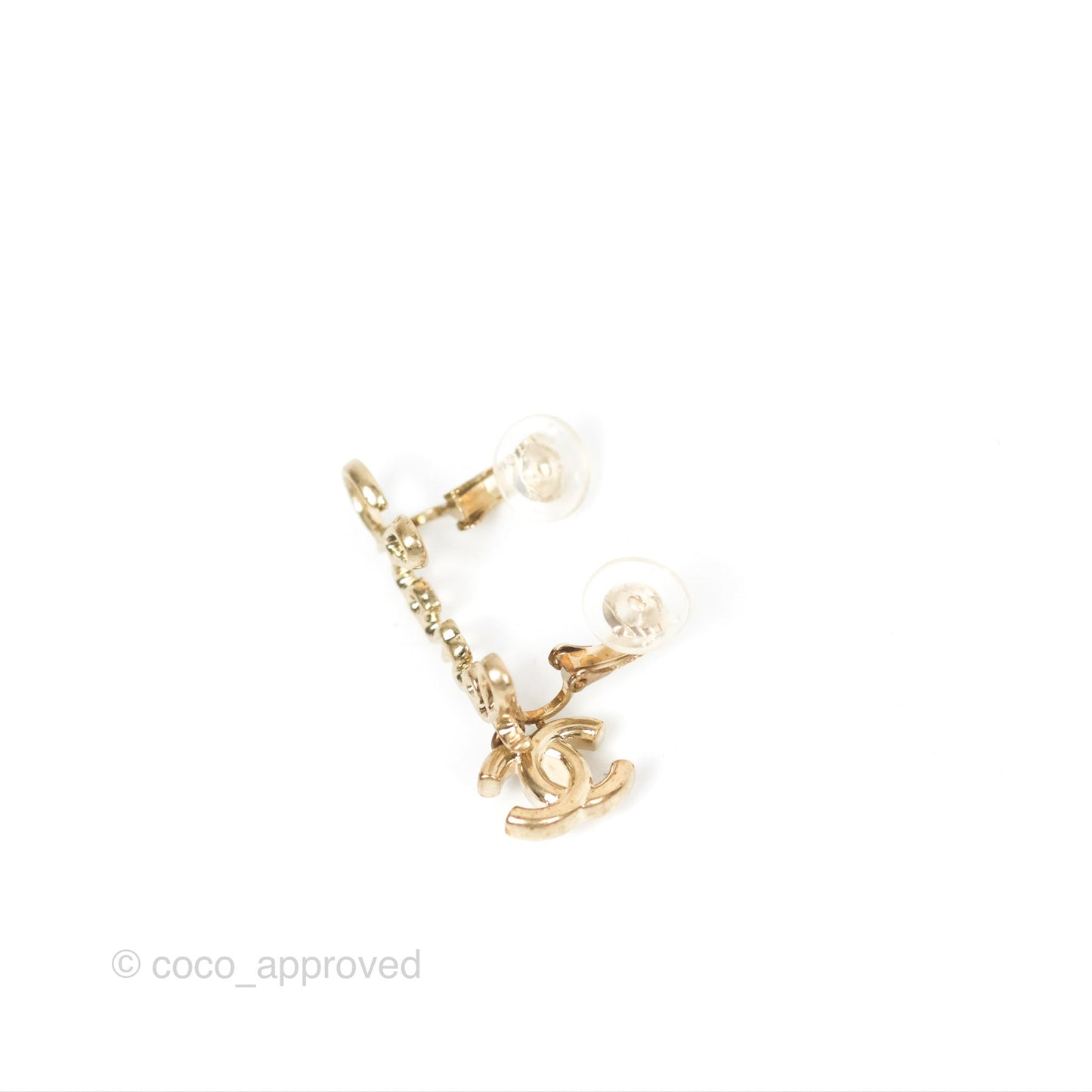 Chanel Logo CC Turnlock Ear Clips Gold Tone 22V