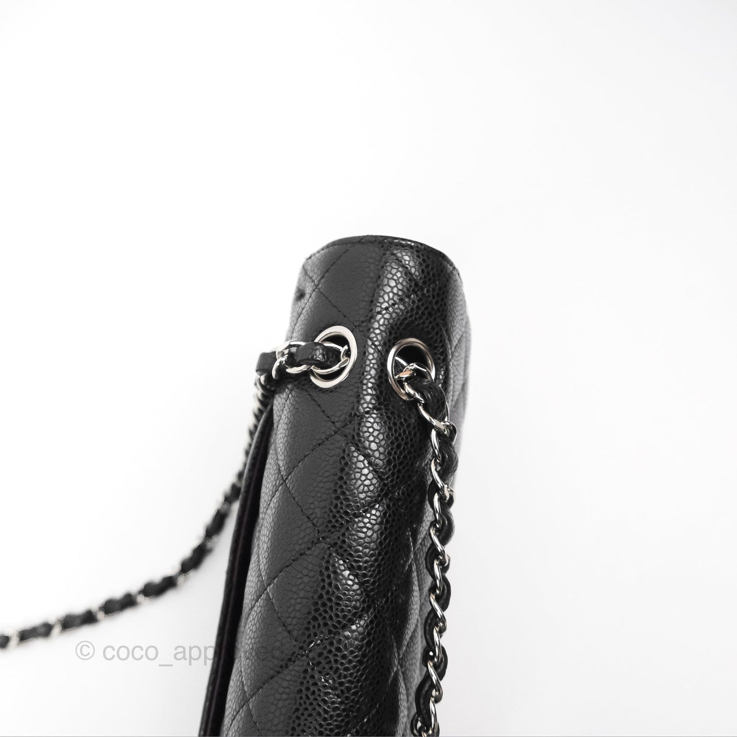 Chanel Classic M/L Medium Flap Quilted Black Caviar Silver Hardware
