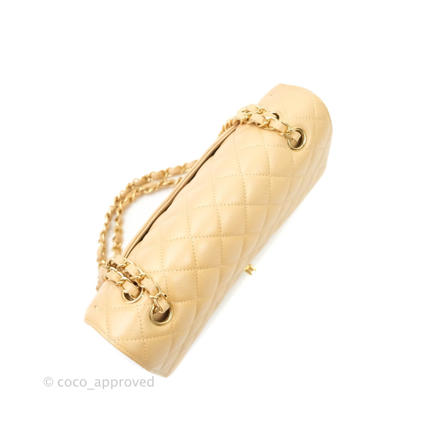 Chanel Classic M/L Medium Double Flap Beige Caviar Gold Hardware