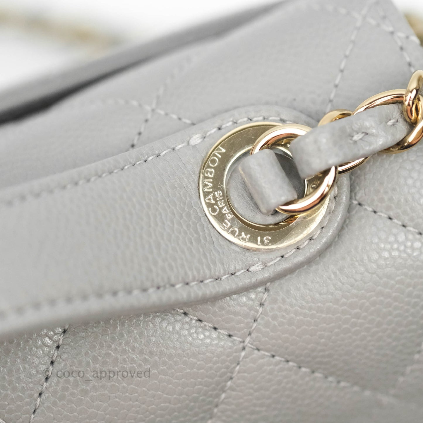 Chanel Quilted Medium Business Affinity Flap Grey Caviar Gold Hardware