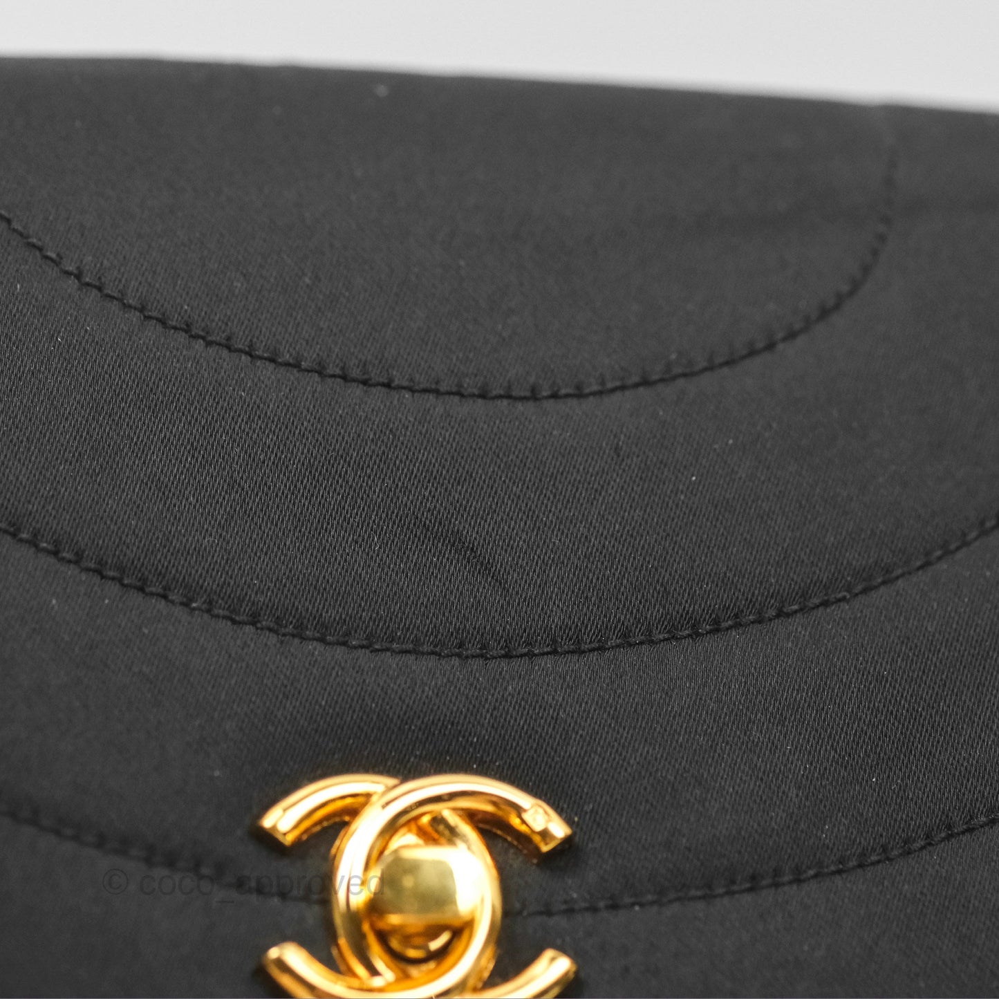 Chanel Vintage Half Moon Tassel Flap Black Satin 24K Gold Hardware