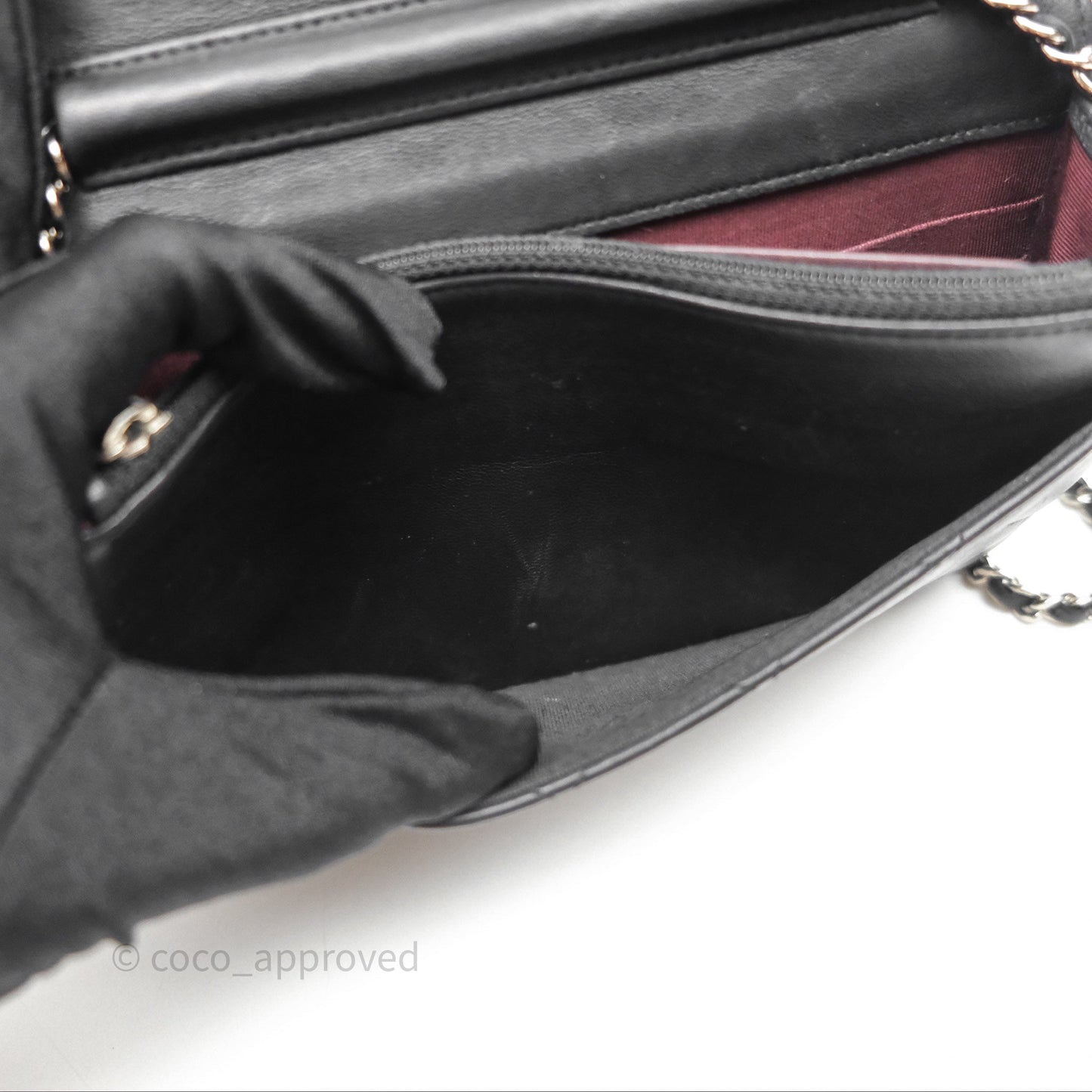 Chanel Quilted WOC Black Lambskin Silver Hardware