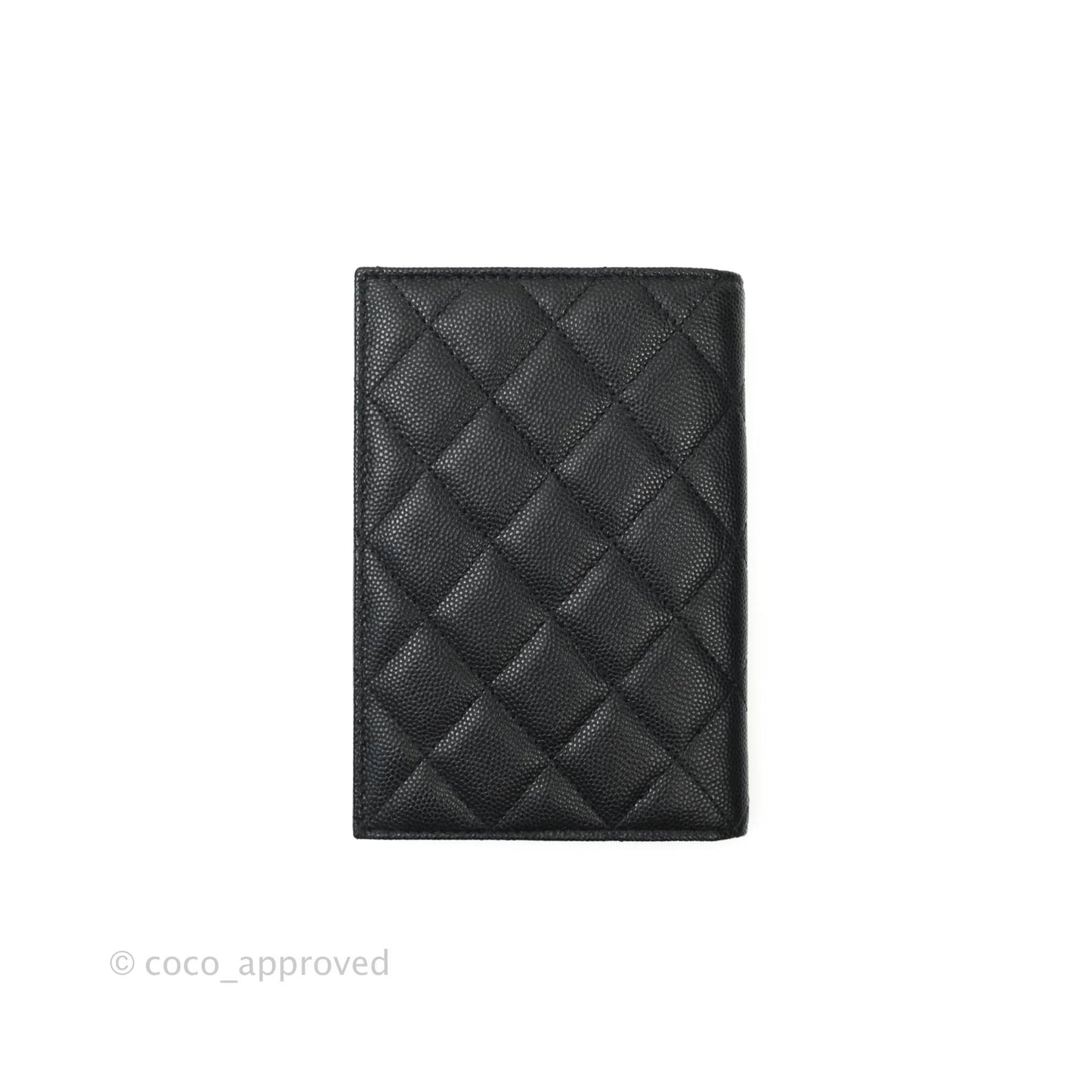 Chanel Classic Quilted Caviar Black Passport Holder Gold Hardware