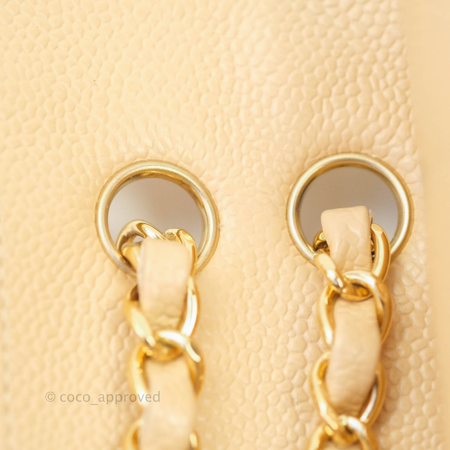 Chanel Classic M/L Medium Double Flap Beige Caviar Gold Hardware