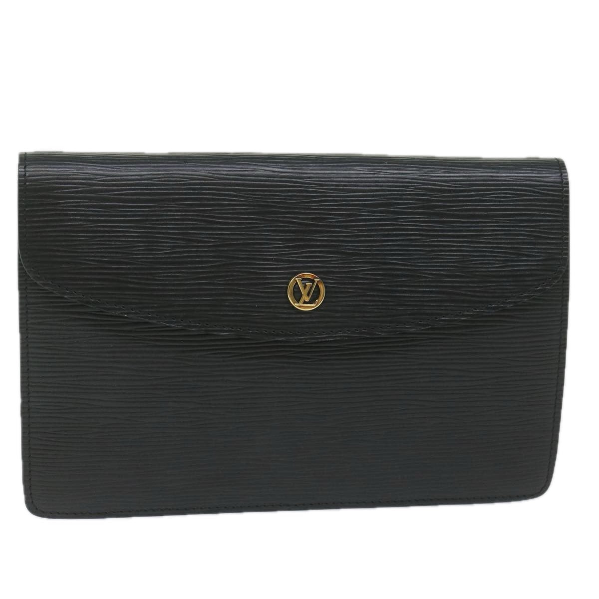 LOUIS VUITTON Epi Montaigne 23 Clutch Bag Black M52662 LV 61524