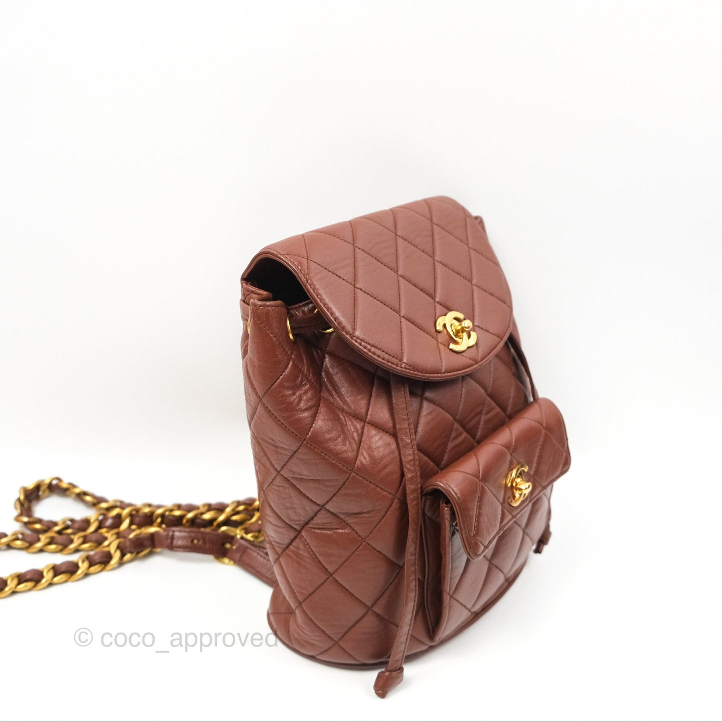 Chanel Vintage CC Duma Backpack Brown Lambskin 24K Gold Hardware