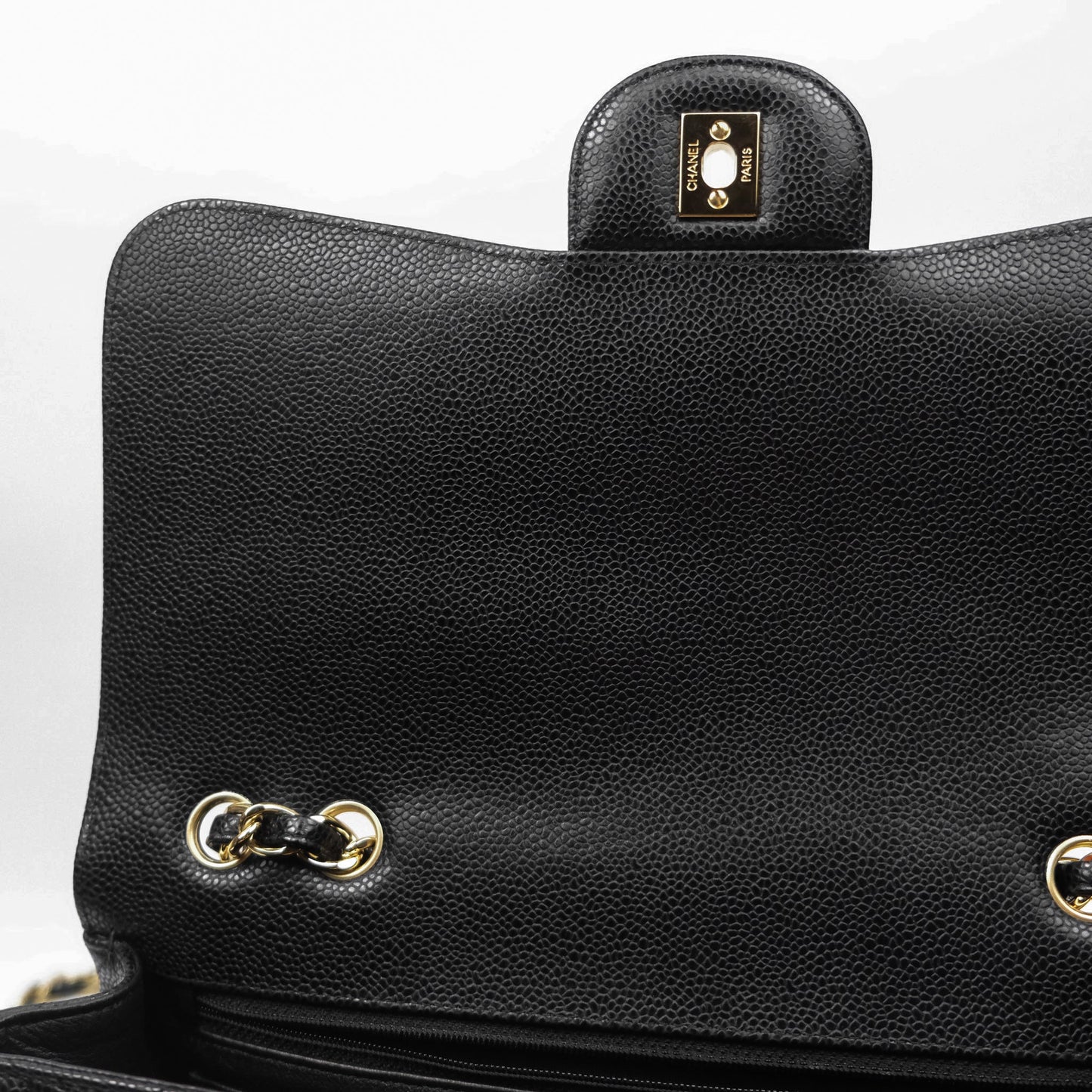 Chanel Jumbo Single Flap Black Caviar Gold Hardware