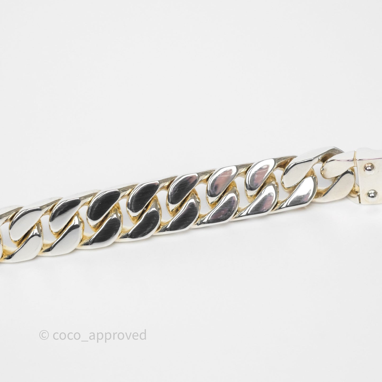 Hermes Kelly Gourmette GM Bracelet Silver Size ST