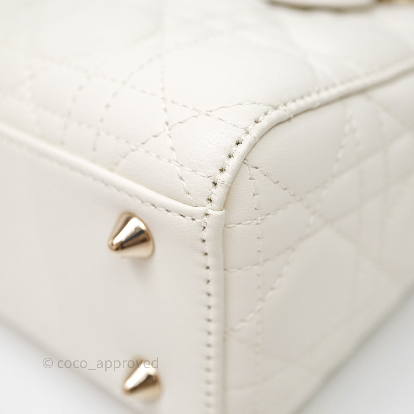 Christian Dior Small My ABCDior Lady Dior Bag White Cannage Lambskin Gold Hardware