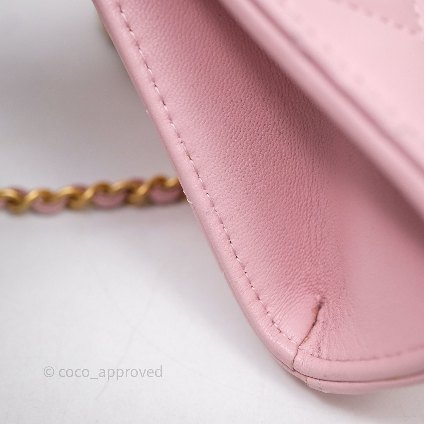 Chanel Mini Enamel Handle Clutch on Chain Pink Lambskin Gold Hardware