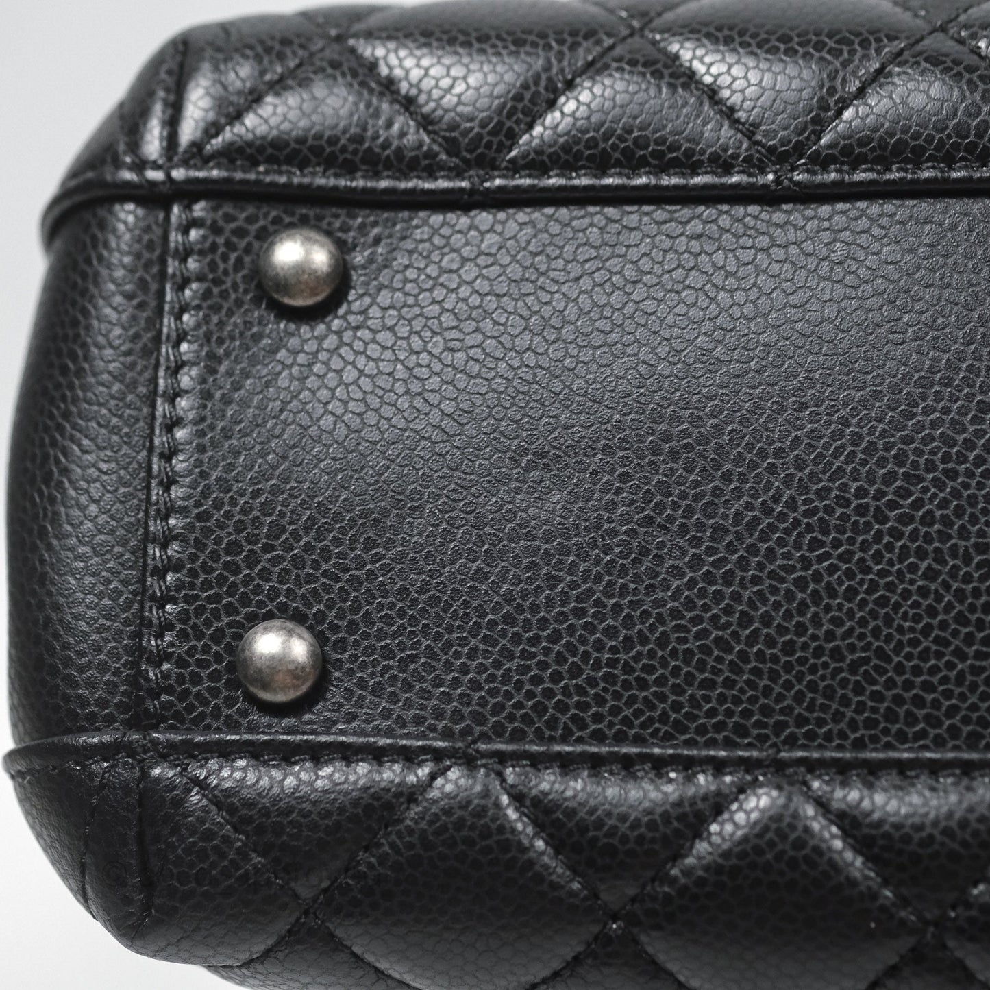 Chanel Quilted Small City Shopping Bag Black Caviar Ruthenium Hardware