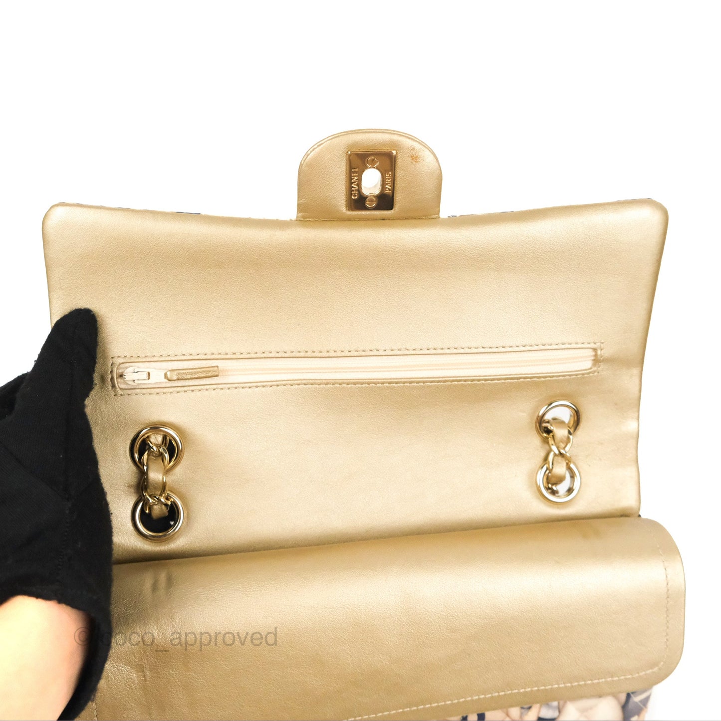 Chanel Cat Emoticon Medium Classic Double Flap Bag Metallic Gold Lambskin Gold Hardware
