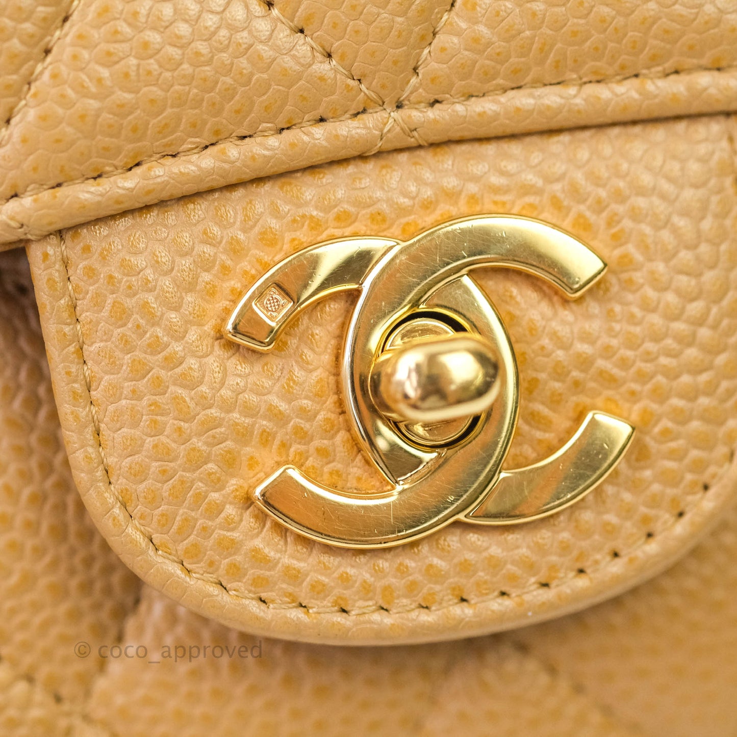 Chanel Classic M/L Medium Double Flap Dark Beige Caviar 24K Gold Hardware