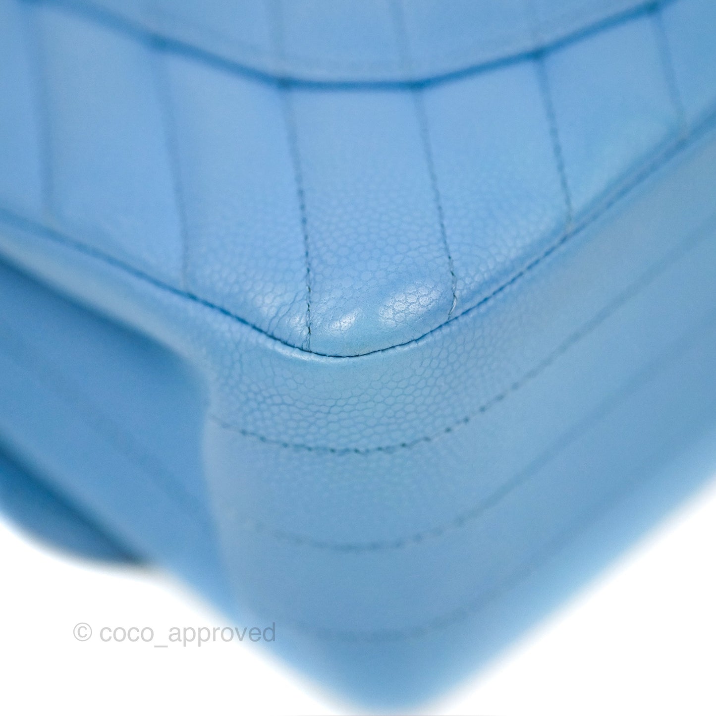 Chanel Small Classic Flap Chevron Blue Caviar Gold Hardware
