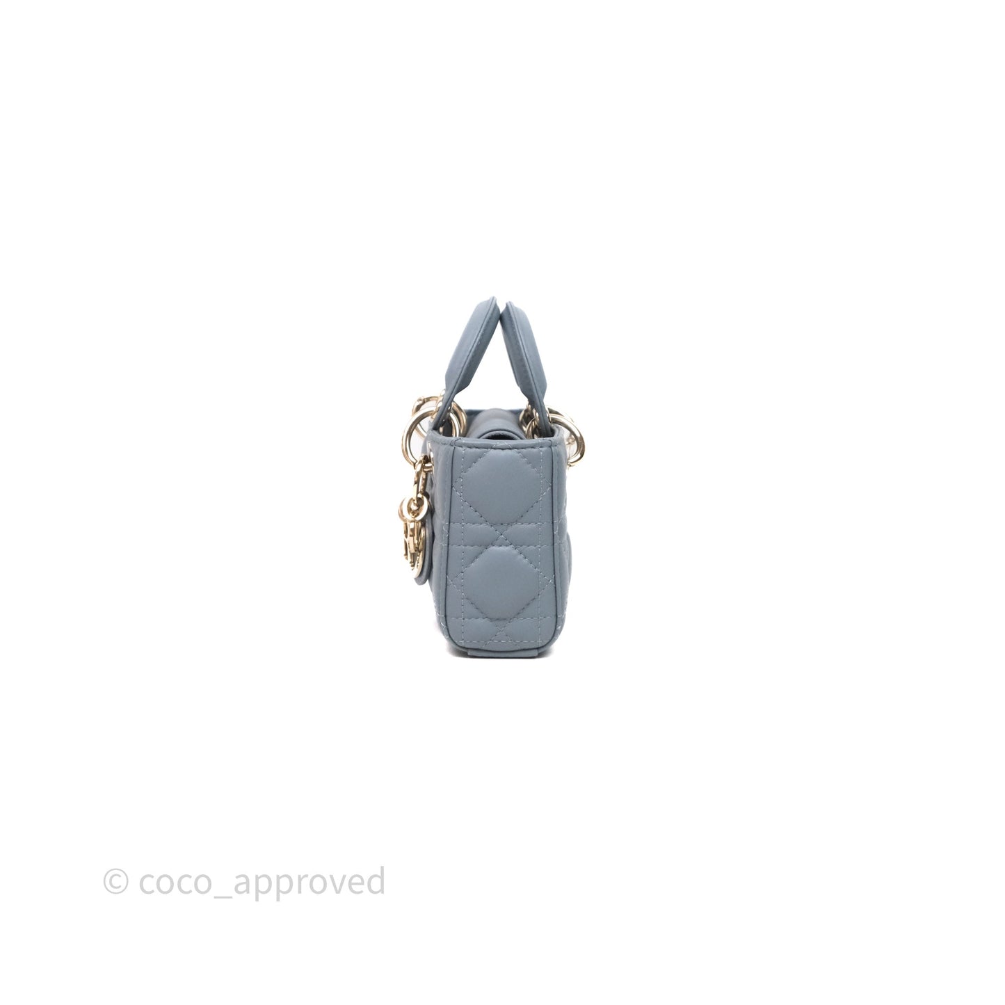 Christian Dior Micro Lady D-Joy Bag Blue Cannage Lambskin Light Gold Hardware