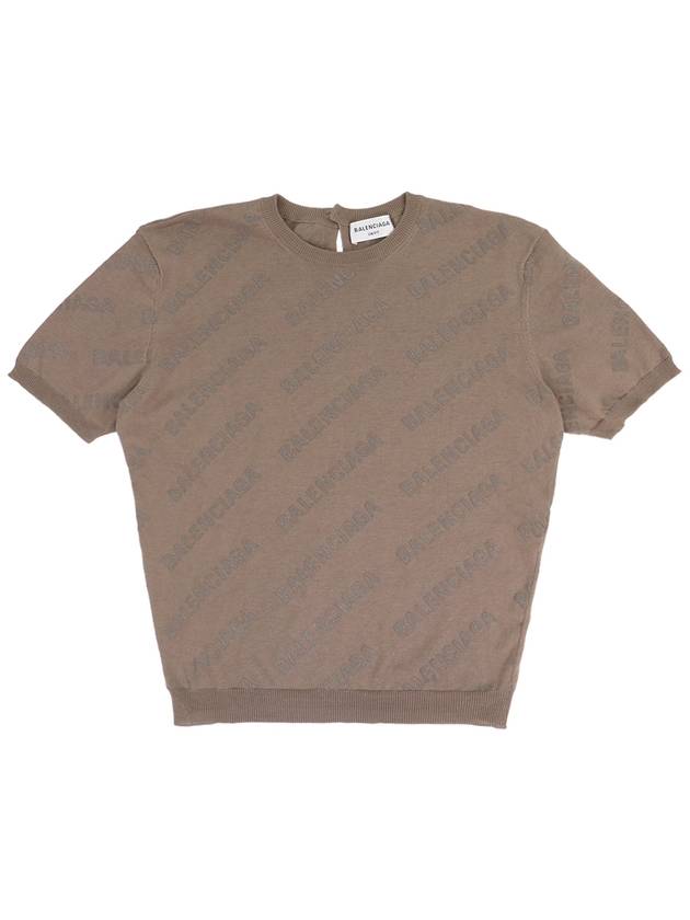 Luxury Balenciaga Cotton Diagonal Logo Short Sleeve T-Shirt Brown