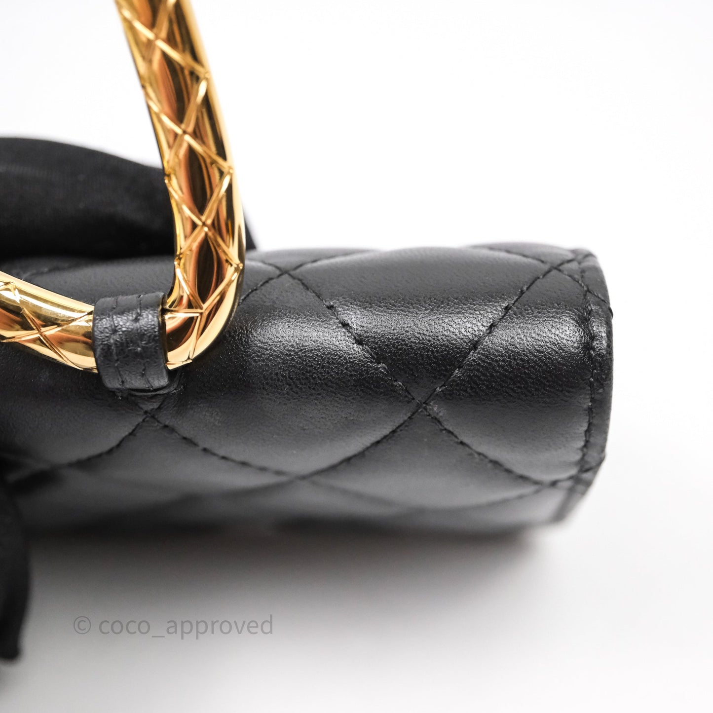 Chanel Jewel Hook Card Holder Black Lambskin Aged Gold Hardware