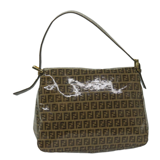 Luxury FendiZucchino Canvas Mamma Baguette Shoulder Bag Coated Canvas Brown61639