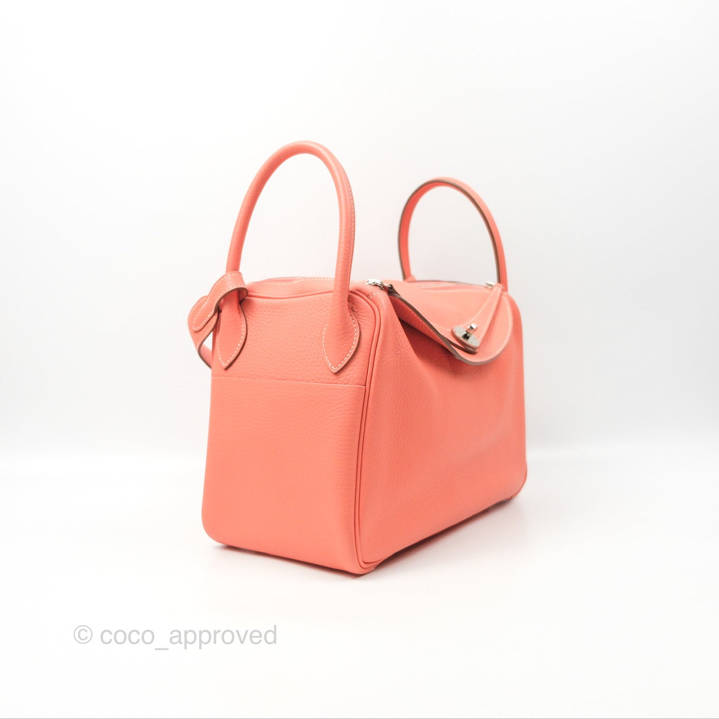 Hermès Lindy 30 Flamingo Clemence Palladium Hardware
