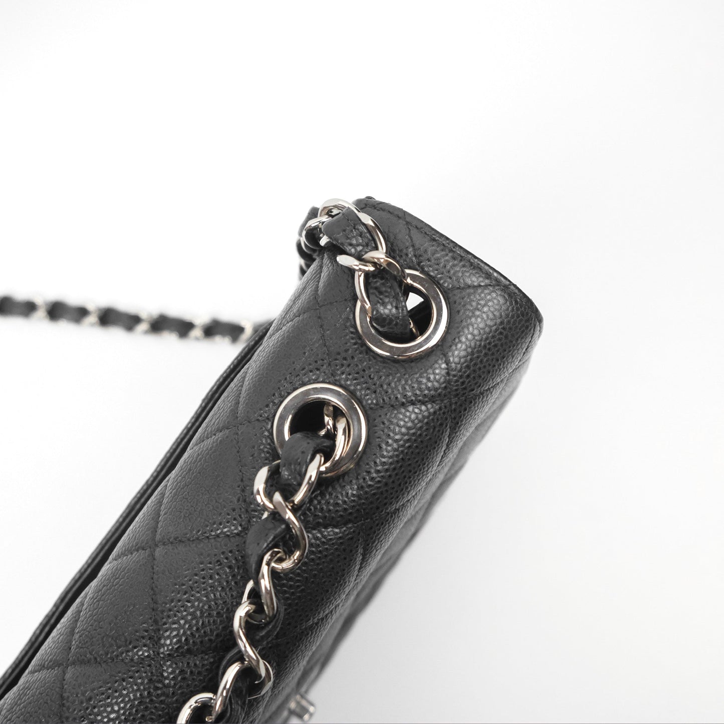 Chanel Classic Vintage Jumbo Single Flap Black Caviar Silver Hardware