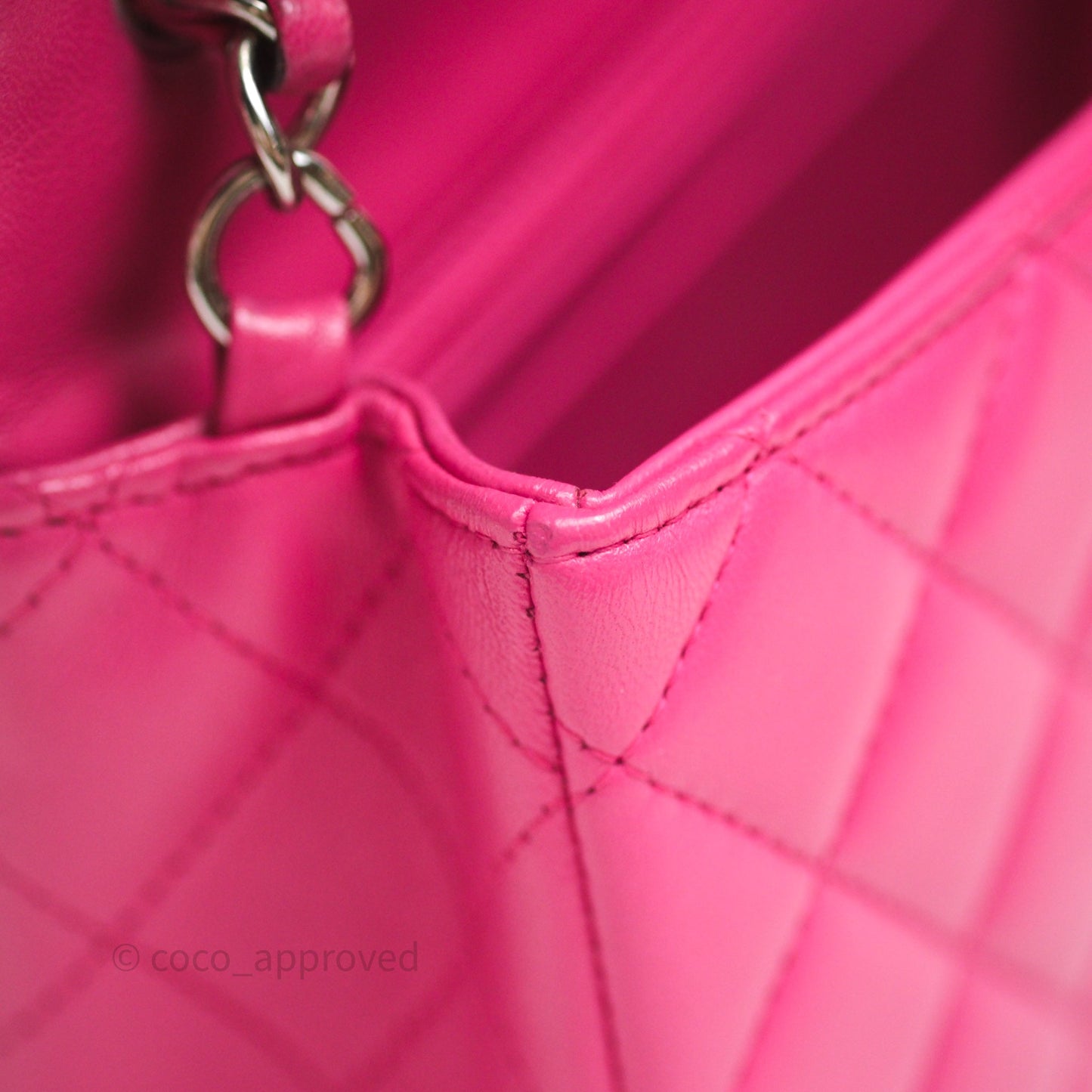 Chanel Mini Rectangular Quilted Dark Pink Lambskin Silver Hardware