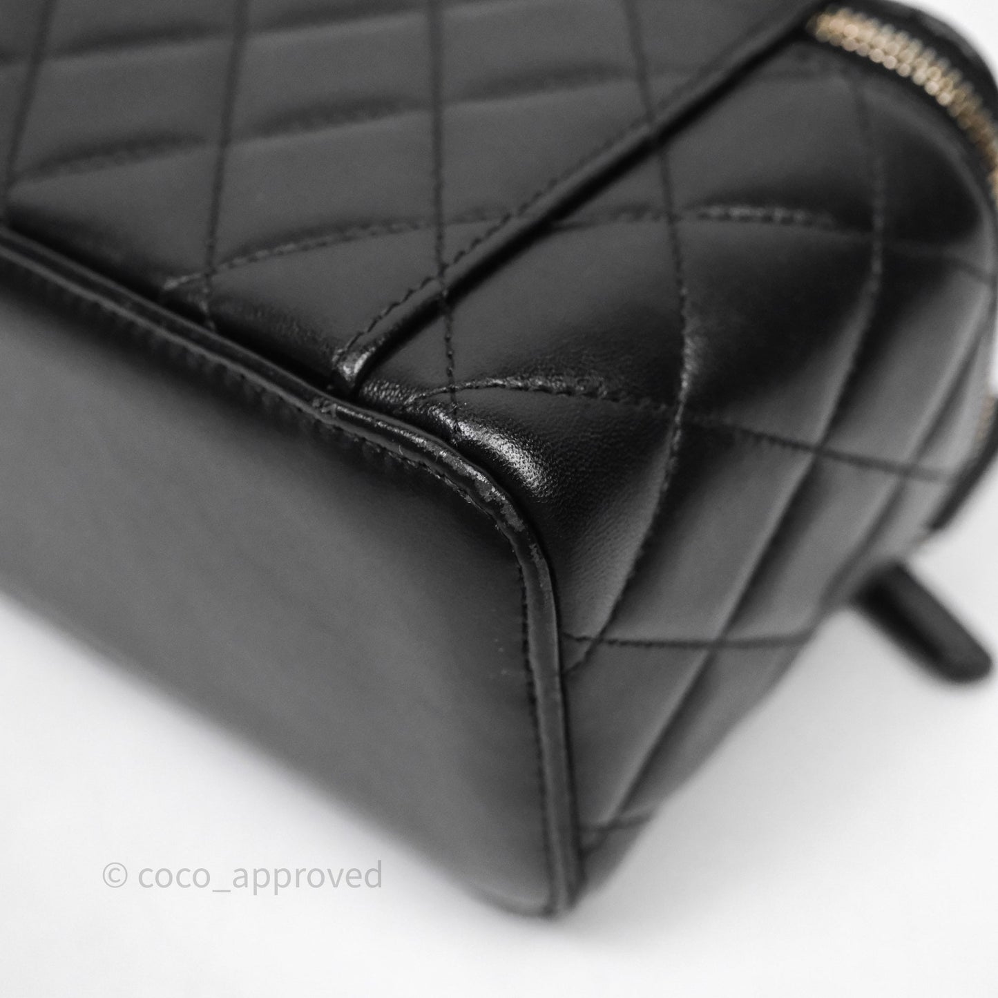 Chanel Vanity Rectangular Top Handle Black Lambskin Gold Hardware