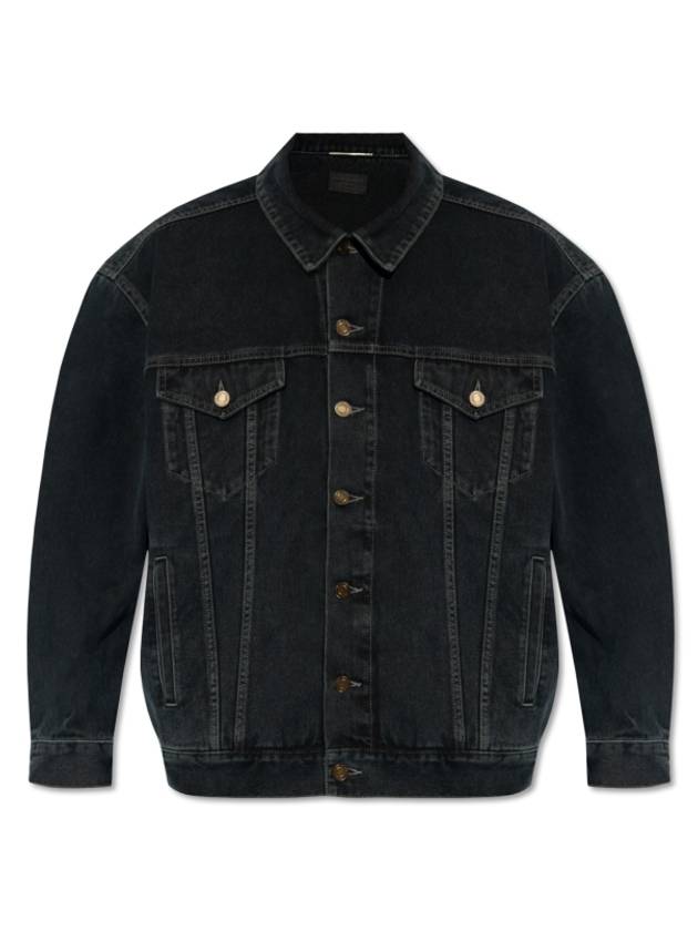 Luxury Saint Laurent Egg Shape Denim Jacket Dark Blue Black