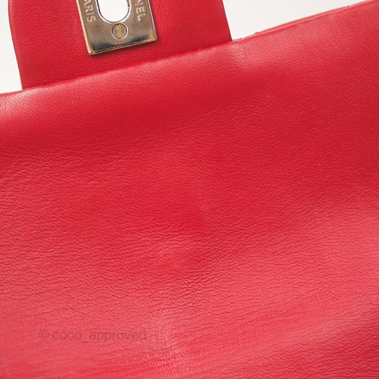 Chanel Quilted Mini Rectangular Flap Red Lambskin Silver Hardware