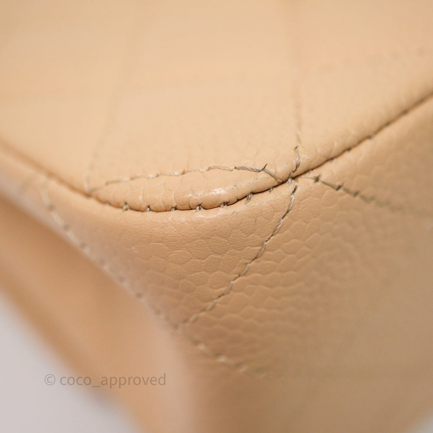Chanel Classic M/L Medium Flap Quilted Beige Caviar Gold Hardware