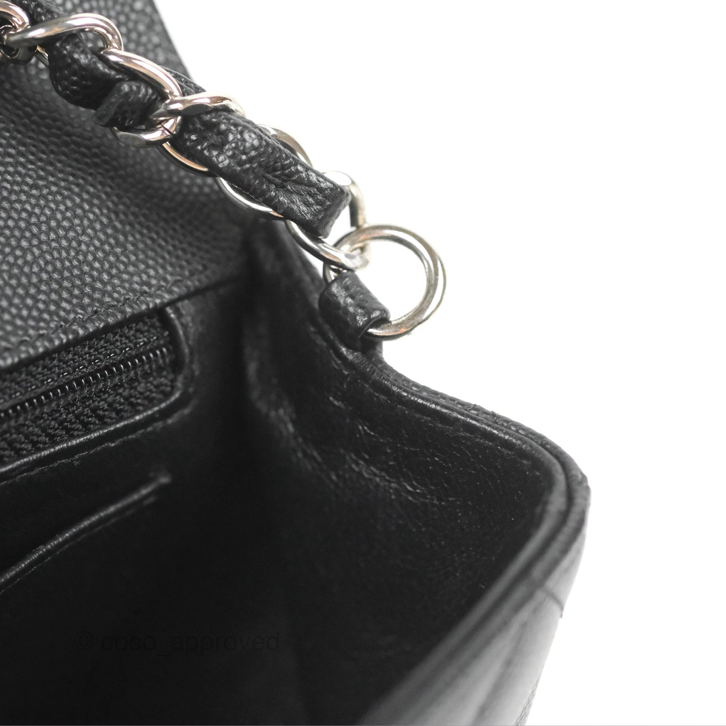 Chanel Quilted Mini Rectangular Flap Black Caviar Silver Hardware