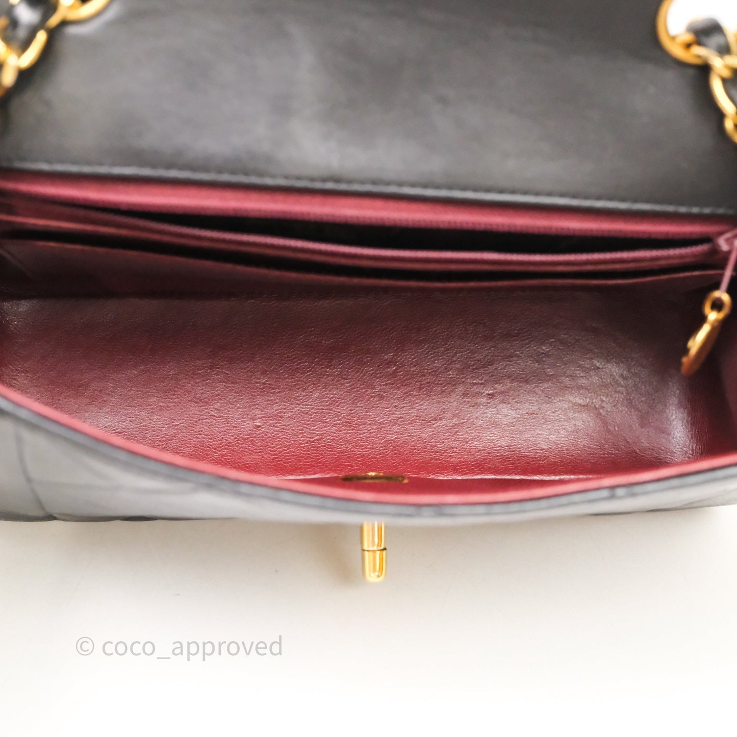 Chanel Vintage Small Classic Diana Flap Bag Black Lambskin 24K Gold Hardware