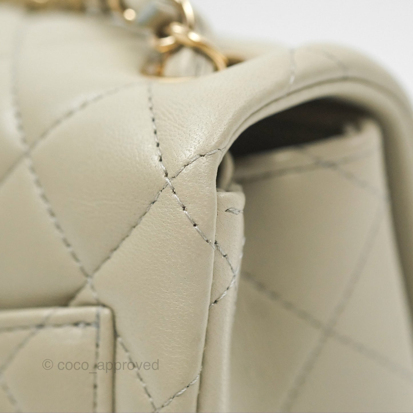 Chanel Mini Square Quilted Grey Lambskin Gold Hardware 22C
