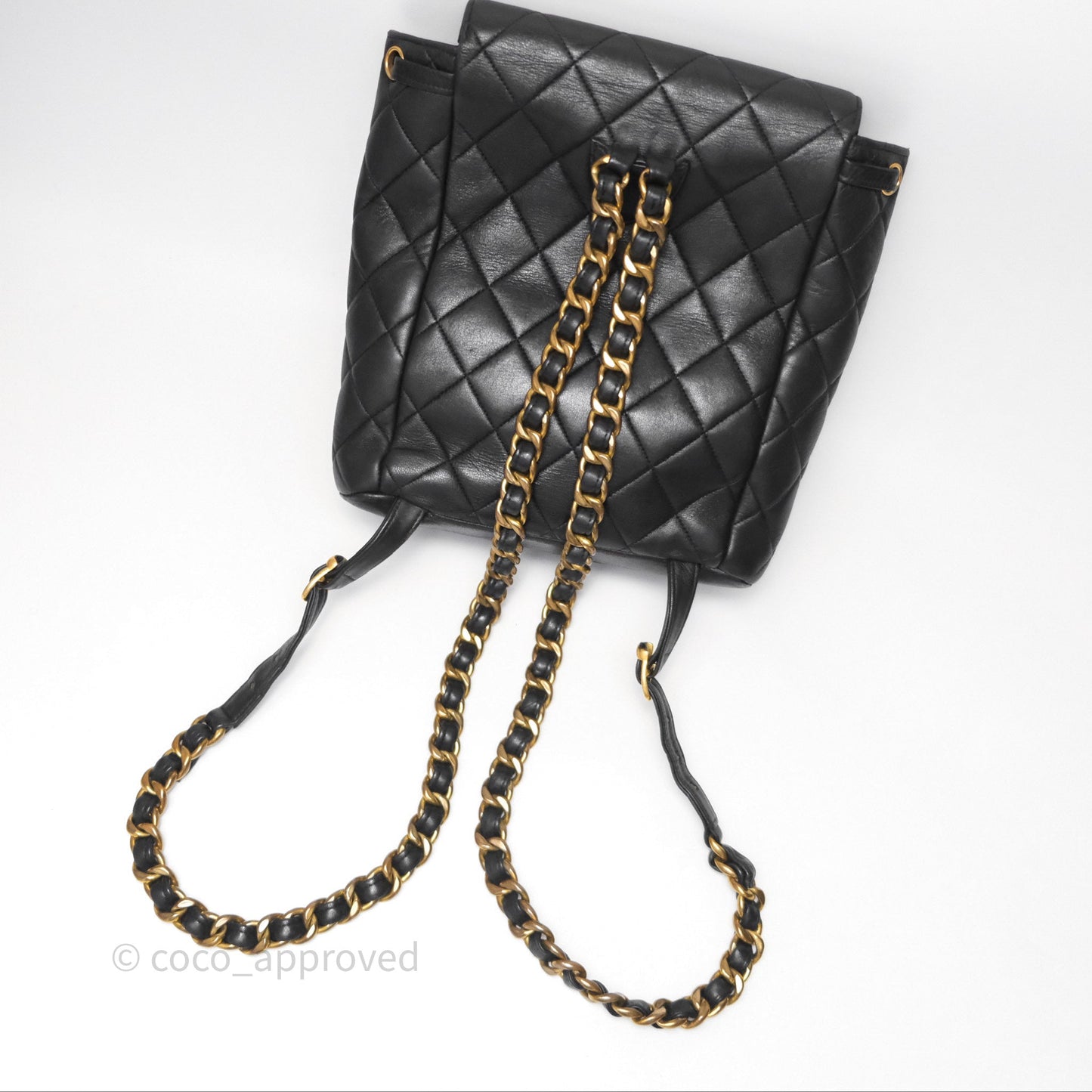 Chanel Vintage CC Duma Backpack Black Lambskin 24K Gold Hardware