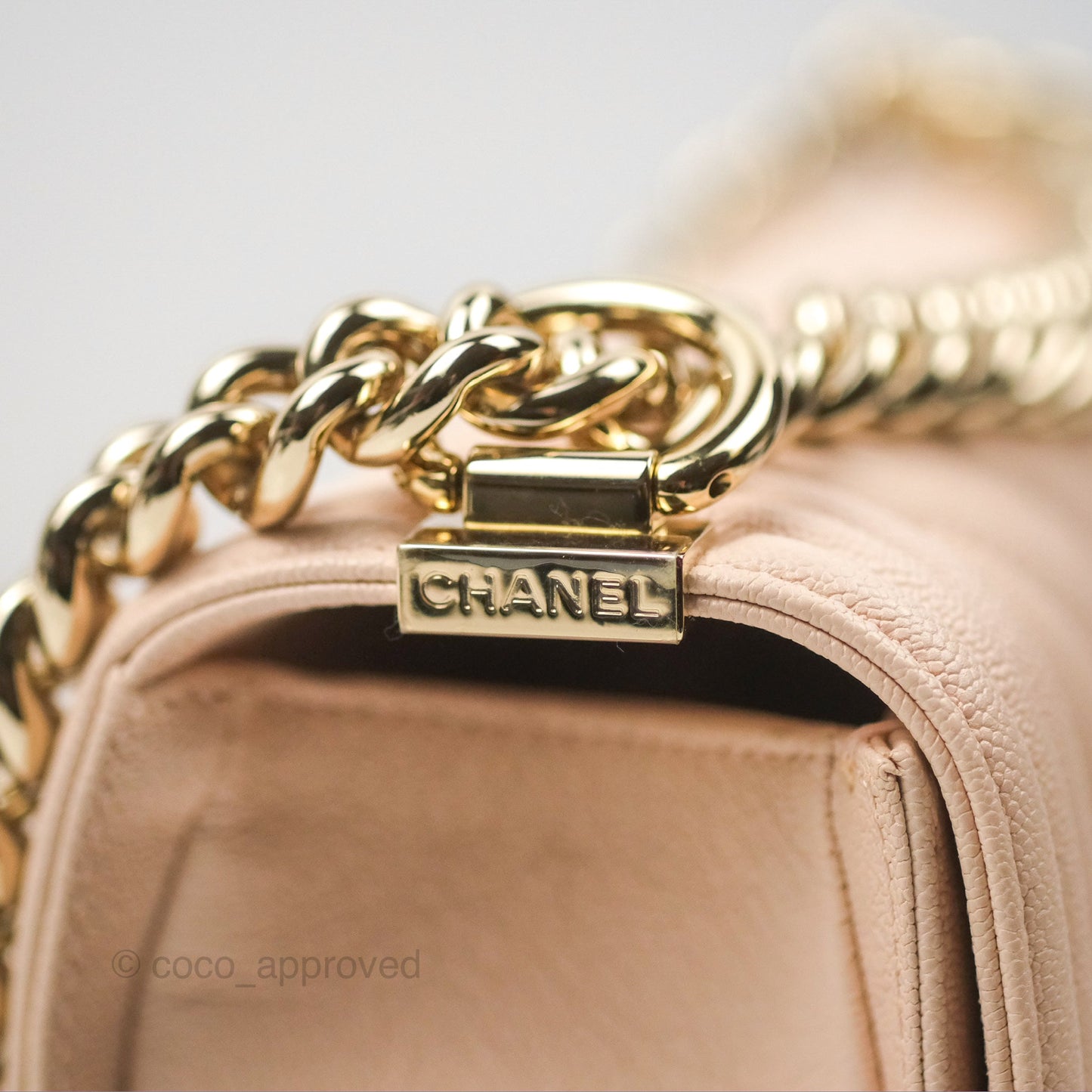 Chanel Chevron Medium Boy Light Pink Caviar Gold Hardware