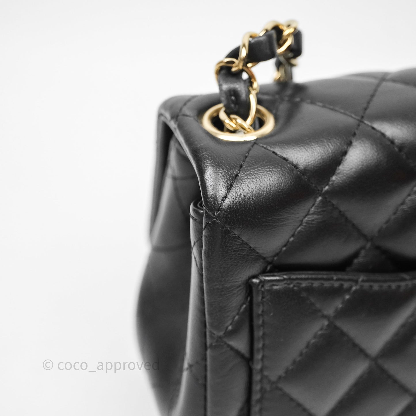 Chanel Mini Square Quilted Black Lambskin Gold Hardware
