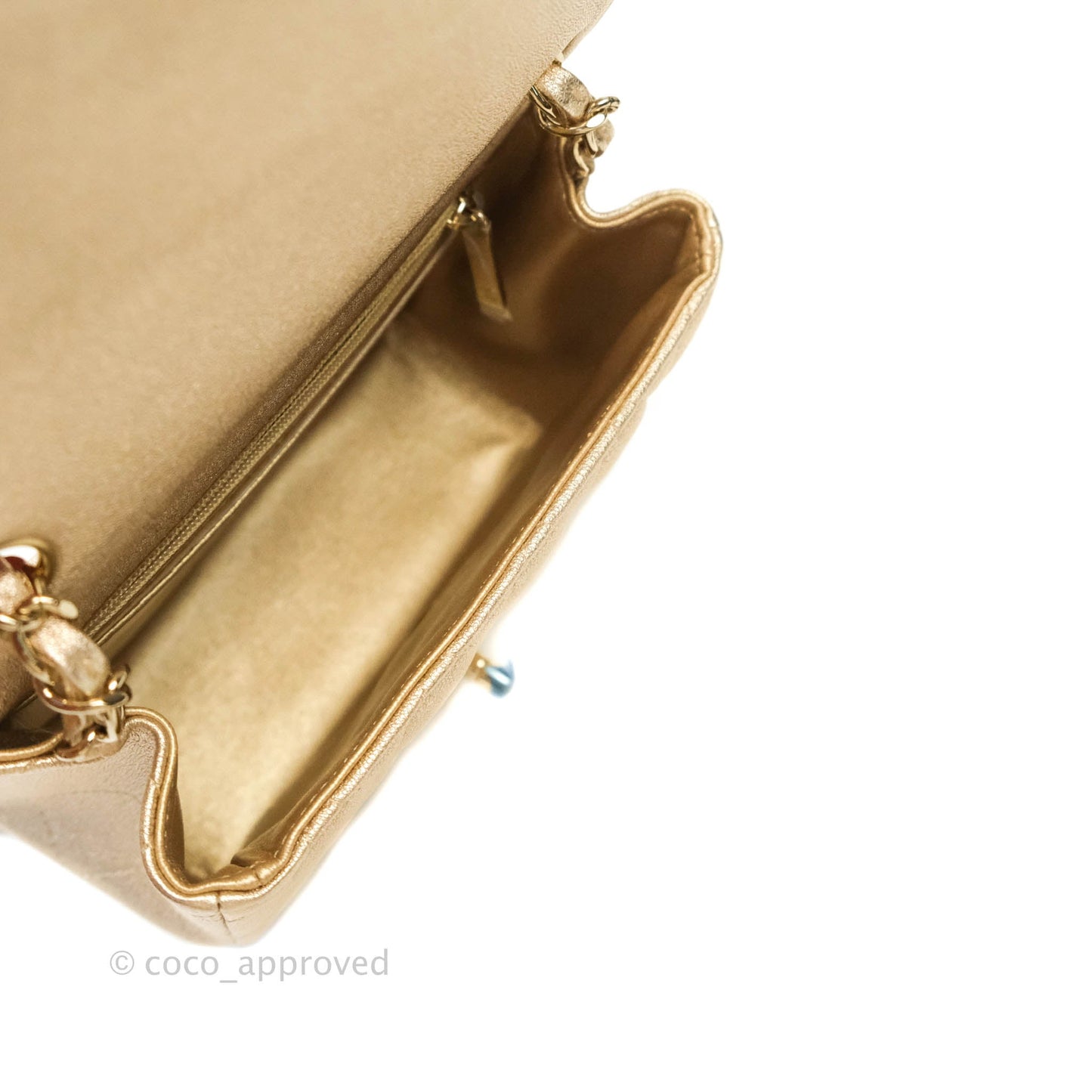 Chanel Classic Quilted Mini Square Gold Lambskin Gold Hardware 21P