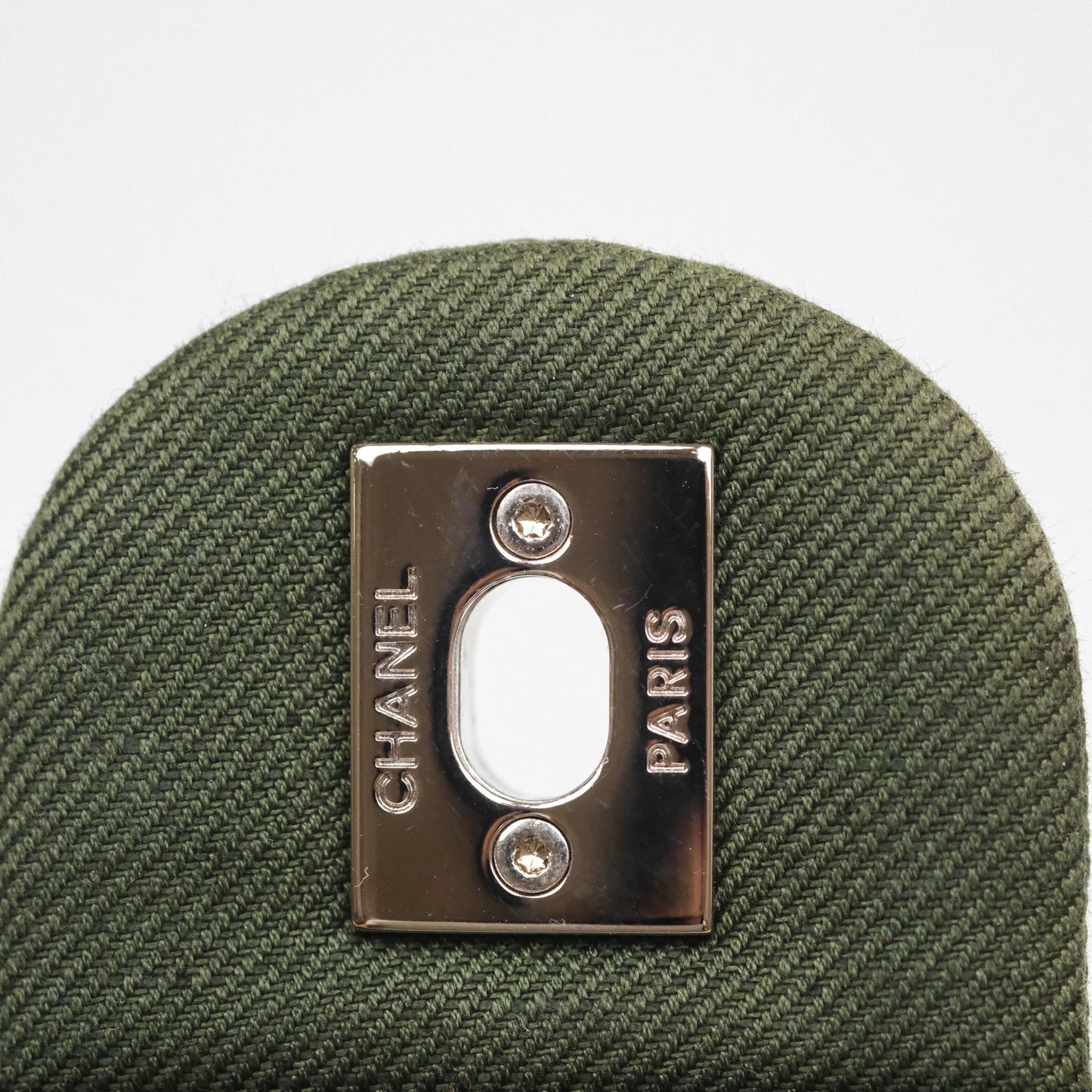 Chanel Camellia Flap Bag Army Green Denim Silver Hardware
