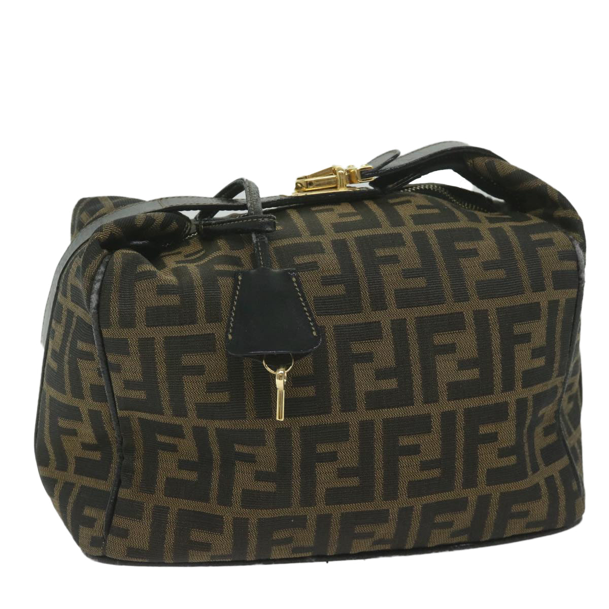 Luxury FendiZucca Canvas Vanity Cosmetic Pouch Black Brown61795