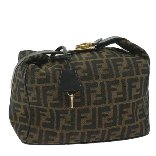 Luxury FendiZucca Canvas Vanity Cosmetic Pouch Black Brown61795