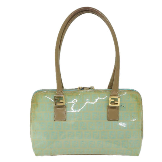 Luxury FendiZucchino Canvas Hand Bag Enamel Light Blue61798