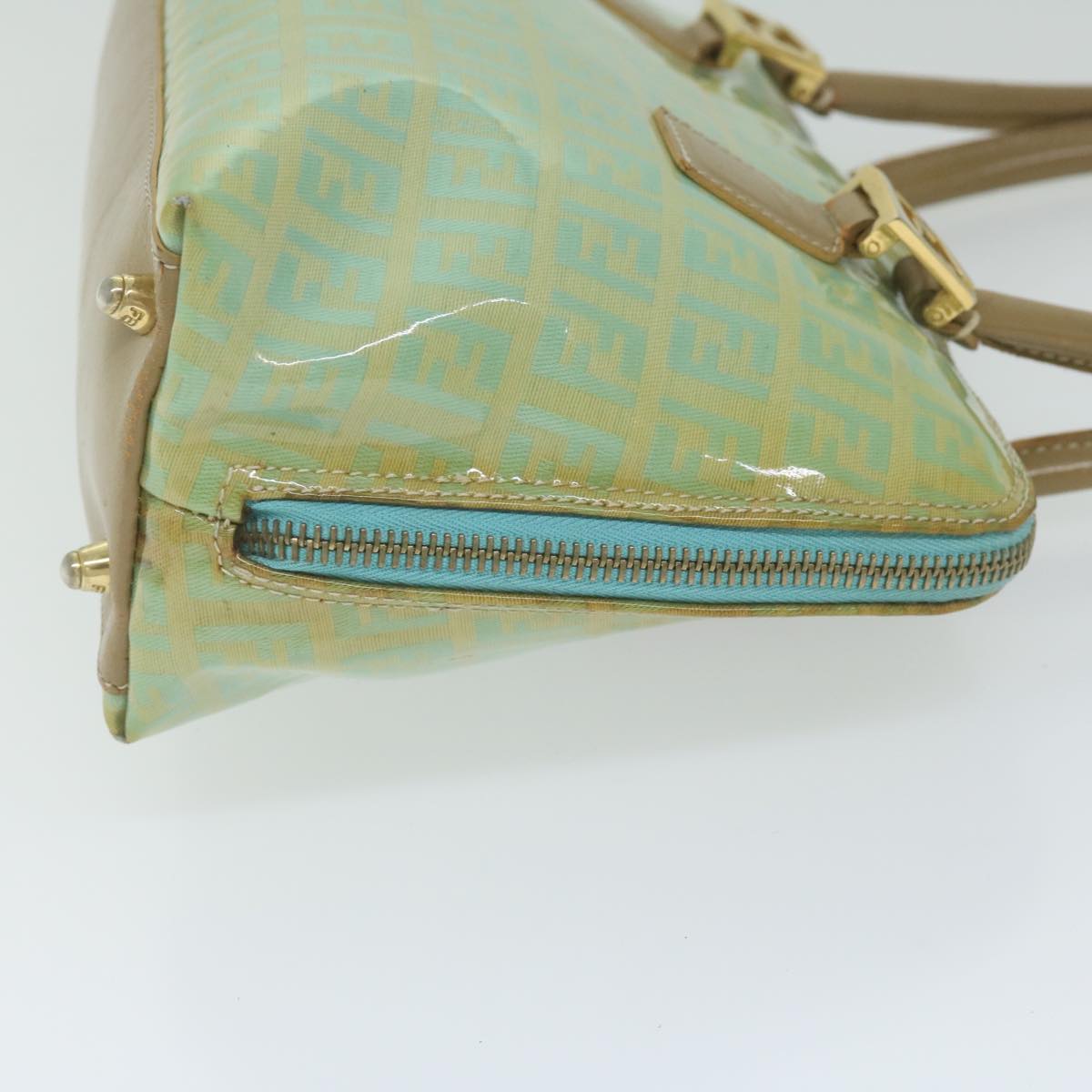 Luxury FendiZucchino Canvas Hand Bag Enamel Light Blue61798