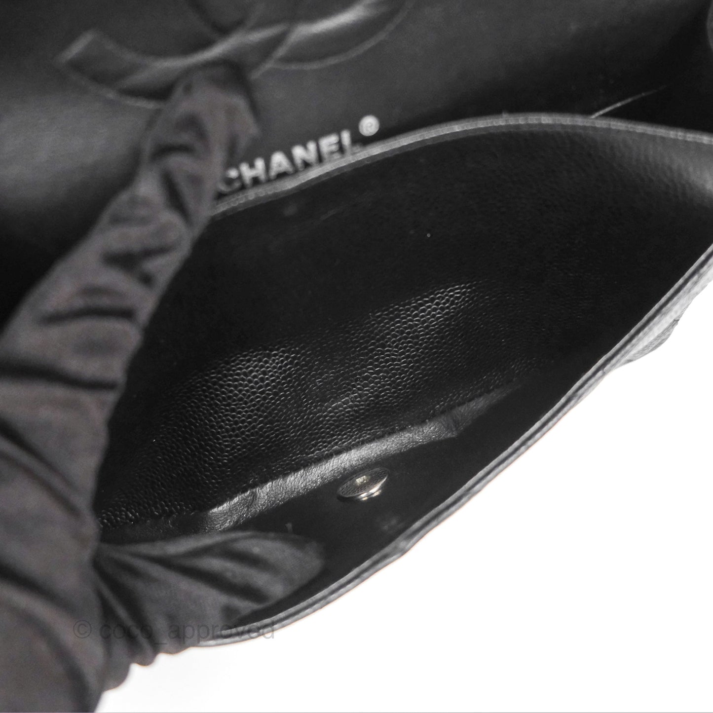 Chanel Classic M/L Medium Flap Quilted Black Caviar Silver Hardware