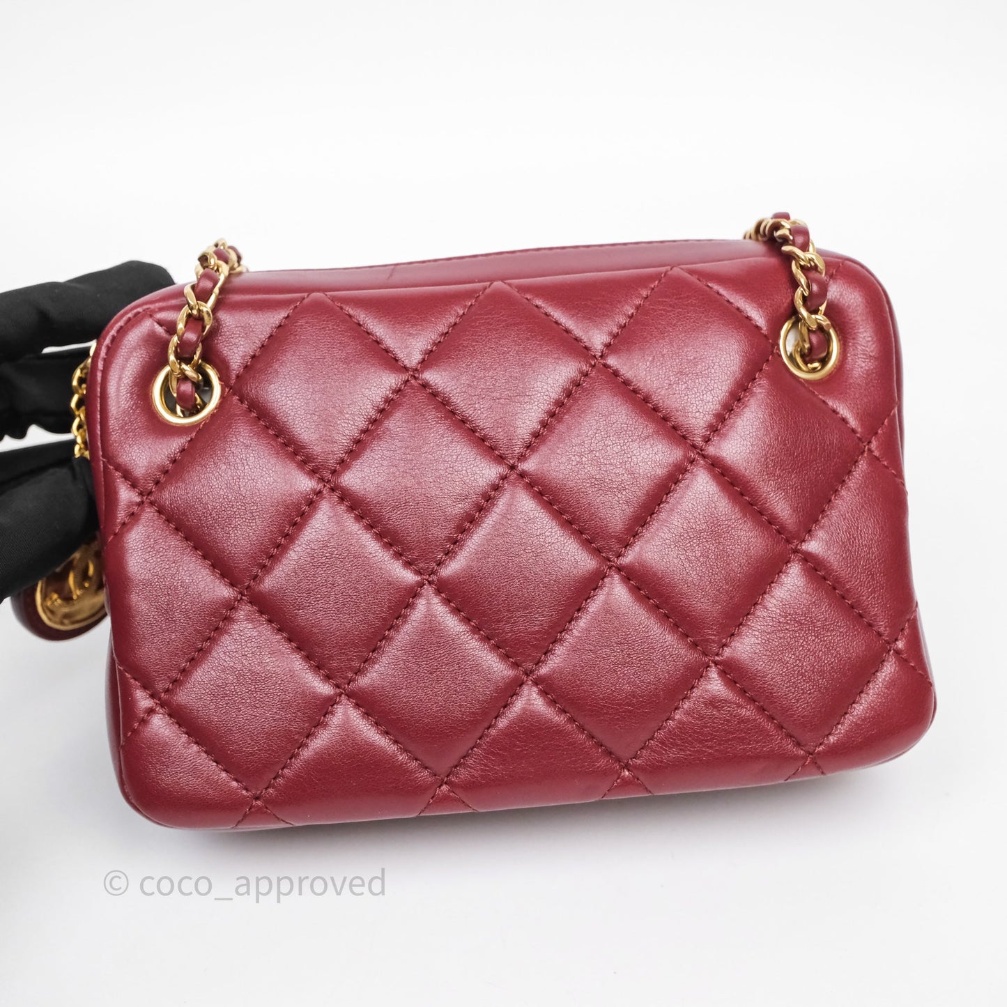 Chanel Small Camera Bag Burgundy Lambskin Gold Hardware