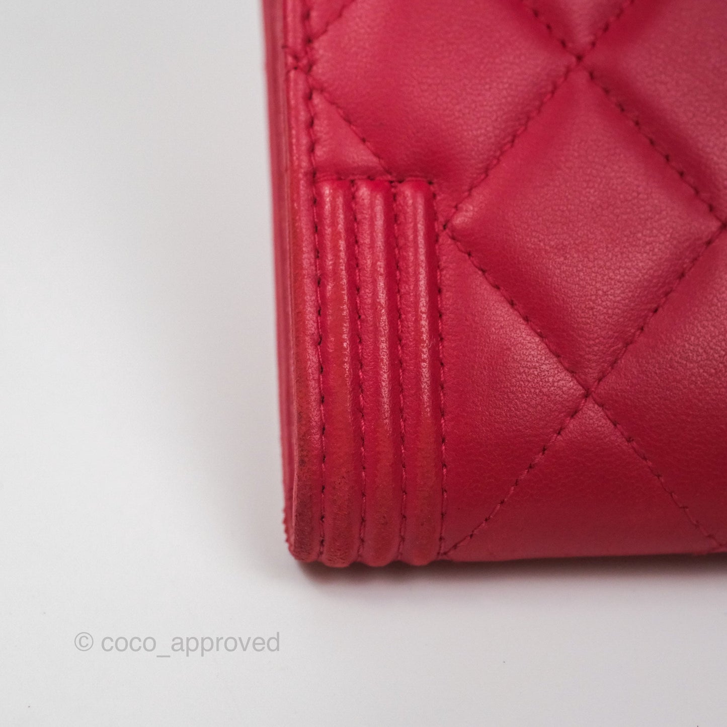Chanel Quilted Boy Flap Long Wallet Red Lambskin Gold Hardware