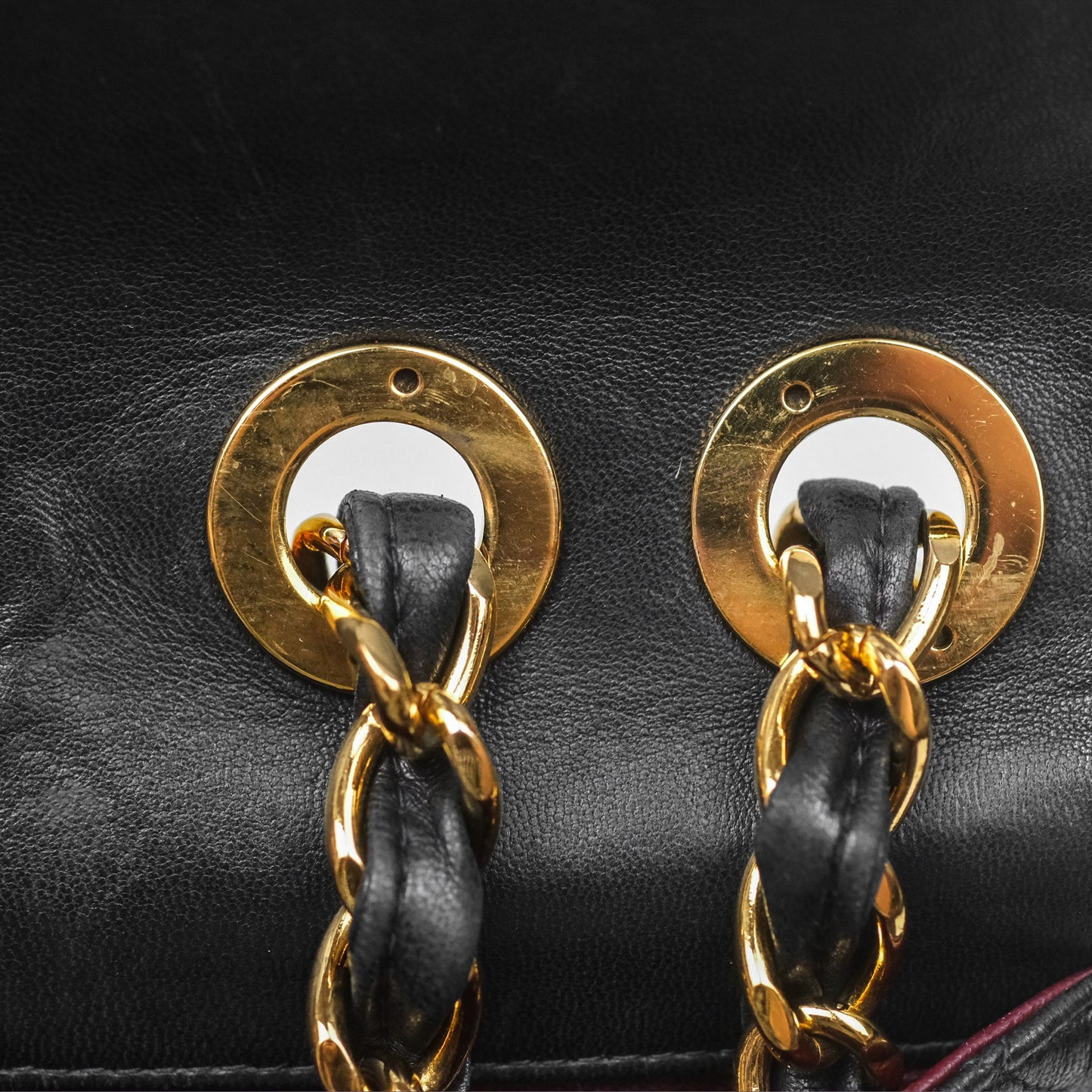 Chanel Vintage Jumbo Single Flap Black Lambskin 24K Gold Hardware