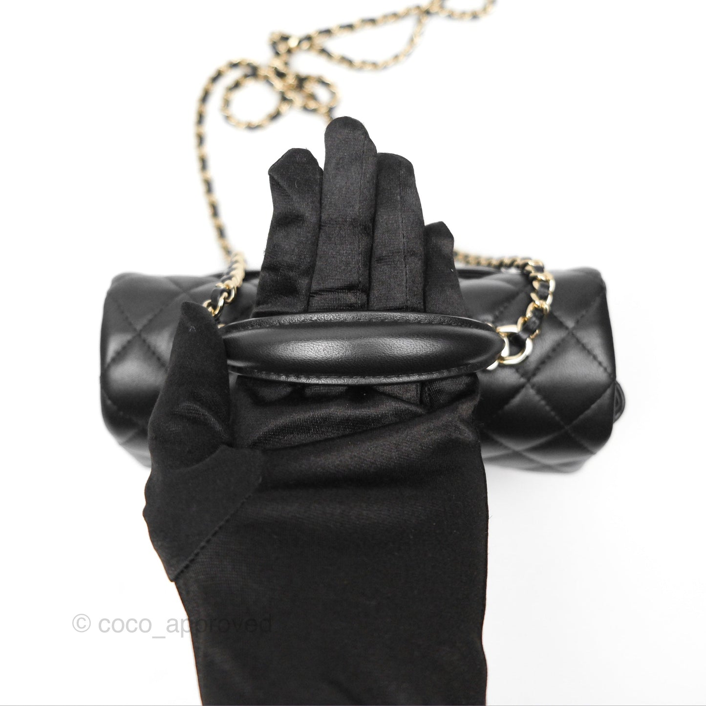 Chanel Top Handle Mini Rectangular Flap Bag Black Lambskin Gold Hardware