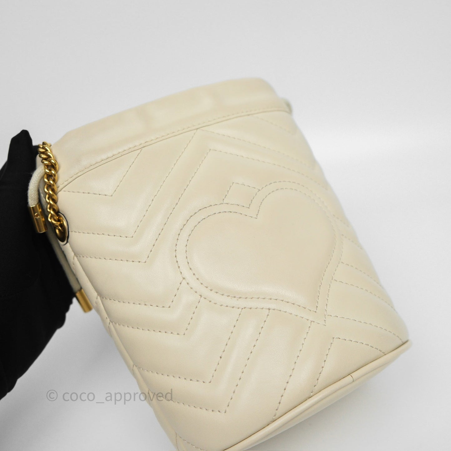 Gucci GG Marmont Mini Bucket Bag Ivory Leather