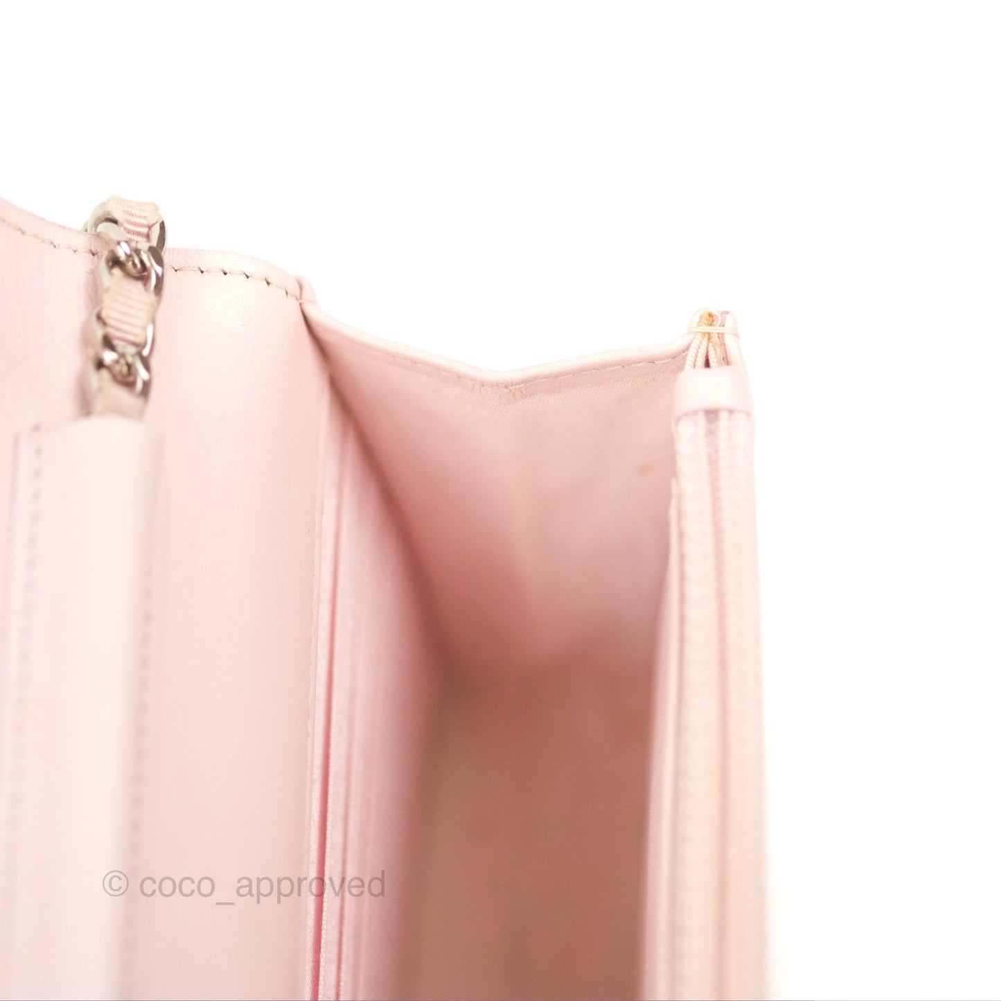 Chanel Deauville Wallet On Chain WOC Pink Canvas Silver Hardware